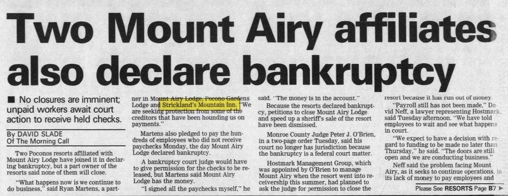 Stricklands Mountain Inn and Cottages - Nov 1999 Near The End (newer photo)